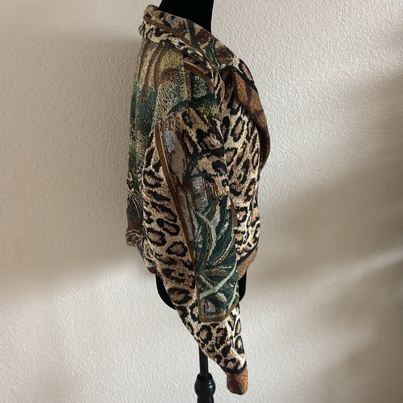 Vintage Paco Soler Tapestry Leopard Animal Print Jacket Size S/M - Picture 9 of 11
